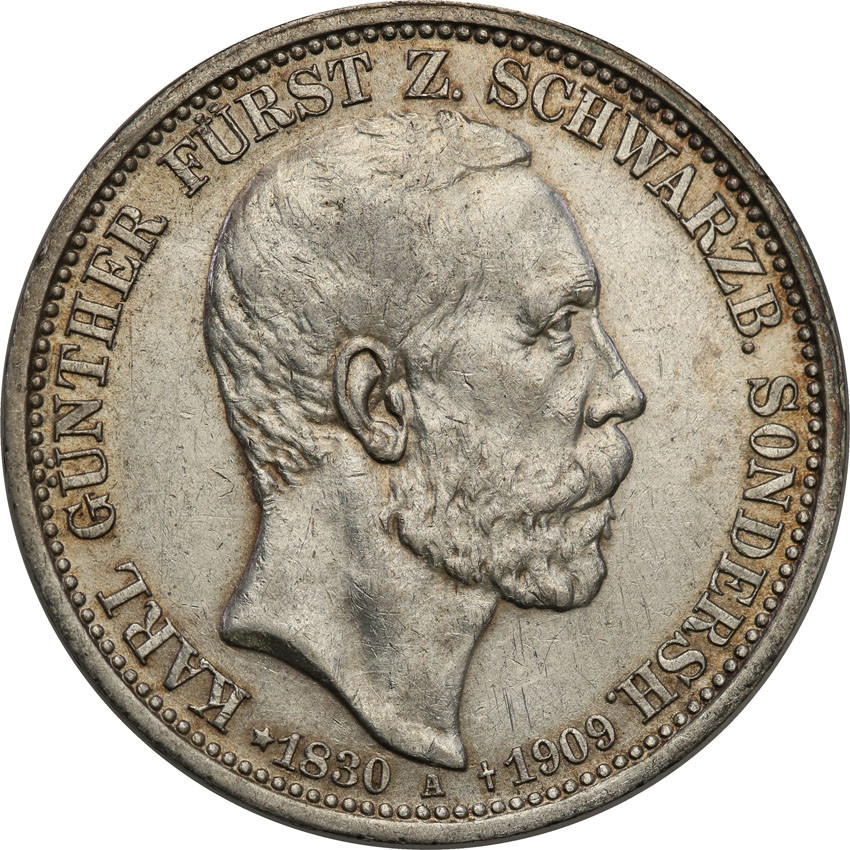 Niemcy, Schwarzburg-Sondershausen. 3 marki 1909 A, Berlin